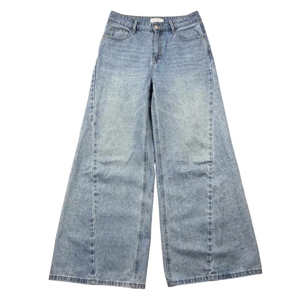 Easy Clothes Wide Leg Jeans Women 30x31 Light Wash Blue High Rise Baggy Denim